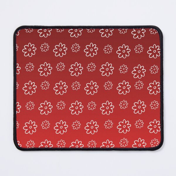 Item preview, White Hand Drawn Minimalist Flowers on Vibrant Red Pattern designed and sold by HuzzyPrints.
