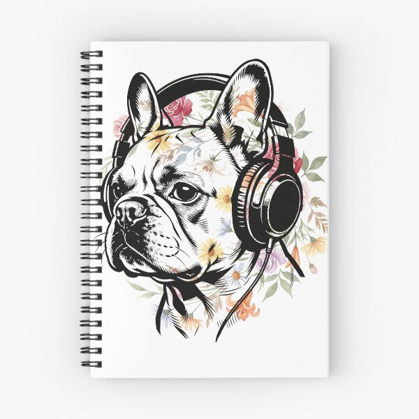 Item preview, Flower Power French Bulldog DJ in Heavy Ink Graphic designed and sold by Ink & Iron Studio.