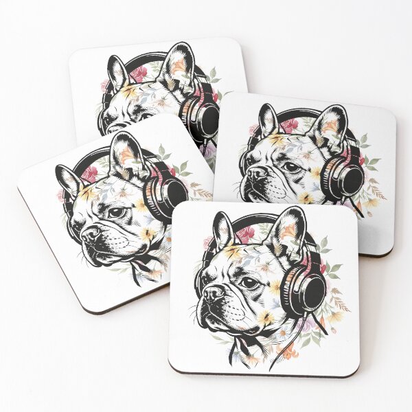 Item preview, Flower Power French Bulldog DJ in Heavy Ink Graphic designed and sold by Ink & Iron Studio.