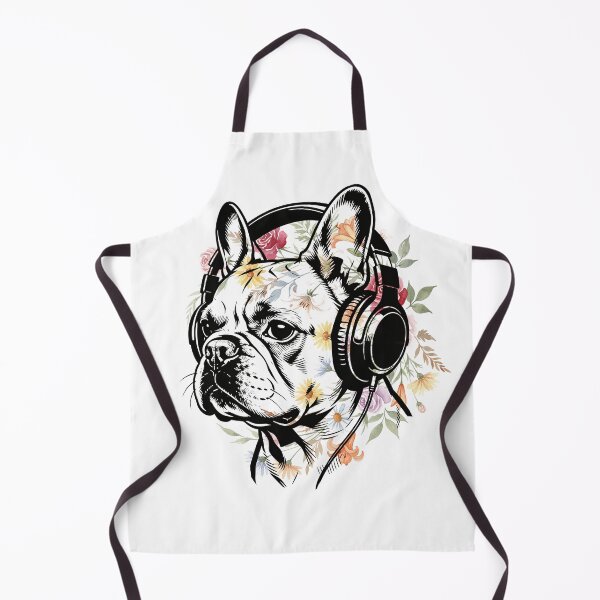 Item preview, Flower Power French Bulldog DJ in Heavy Ink Graphic designed and sold by Ink & Iron Studio.