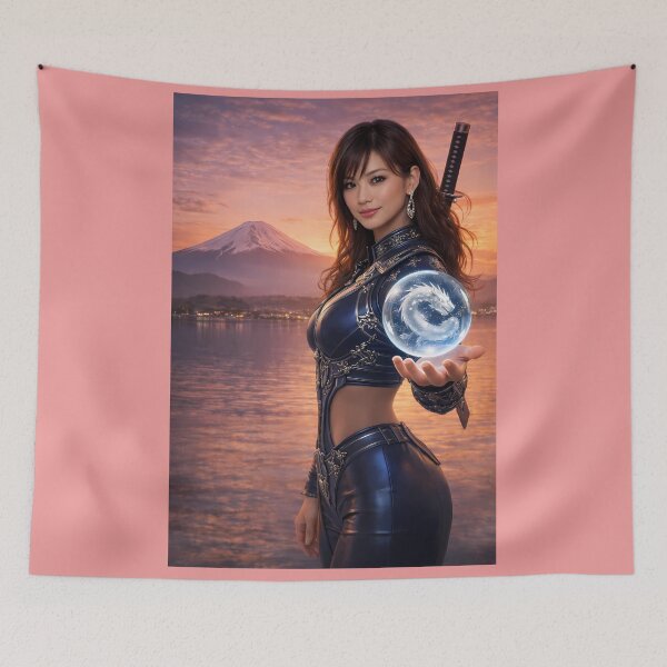 Item preview, Awakened Cyber Samurai – Mystical Dragon Crystal at Mount Fuji designed and sold by Dragon-Samurai.