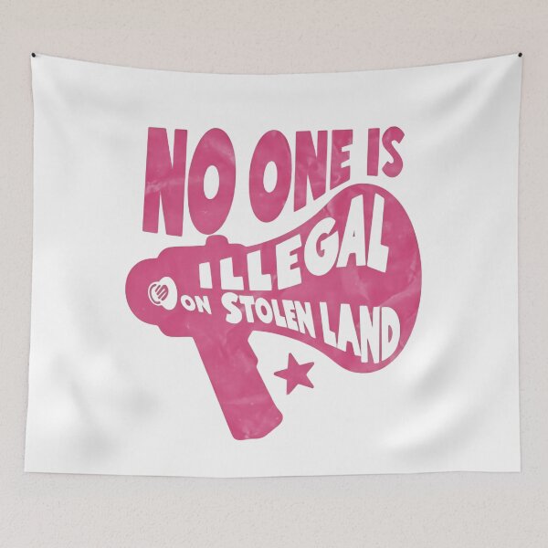 Item preview, No One Is Illegal On Stolen Land Fuck Trump Resistance Protest designed and sold by SkeletonsDanger.