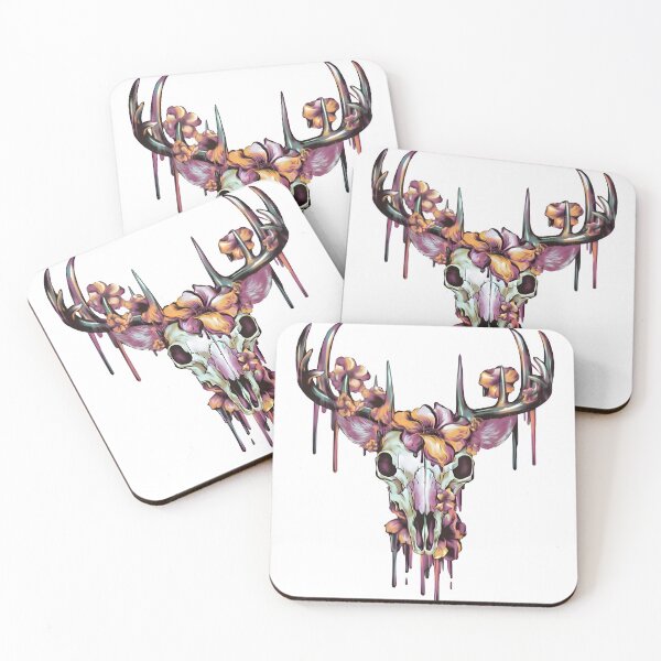 Item preview, Reindeer skull art, animal bone print designed and sold by LeedsArtStudio.