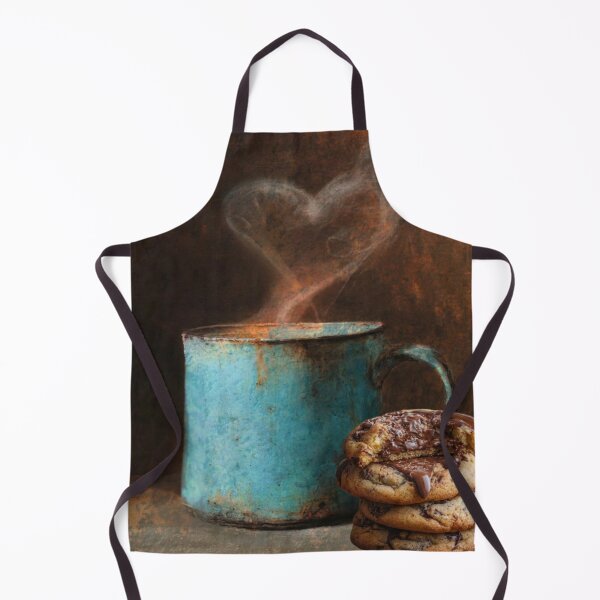 Artikelvorschau, Warme Kaffeetasse mit herzförmigem Dampf und Keksen – Gemütliche Food-Fotografie entworfen und verkauft von Linda Roisum.