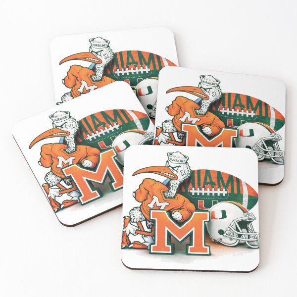 Item preview, Miami Hurricanes Fusion Art – Vintage Mascot × Helmet × Football Emblem designed and sold by OSAMA MO.