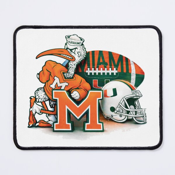 Item preview, Miami Hurricanes Fusion Art – Vintage Mascot × Helmet × Football Emblem designed and sold by OSAMA MO.