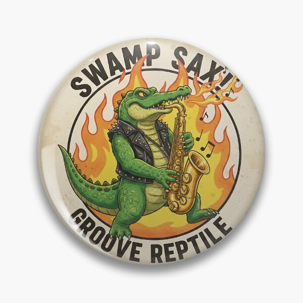 Item preview, Rockstar Crocodile Playing Saxophone with Fire and Flames Illustration designed and sold by ART-POD-PL.