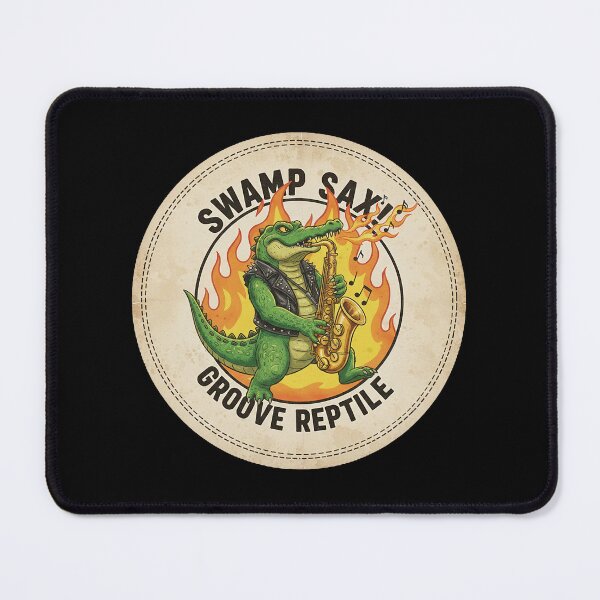 Item preview, Rockstar Crocodile Playing Saxophone with Fire and Flames Illustration designed and sold by ART-POD-PL.
