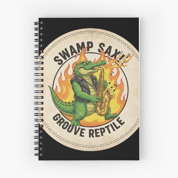 Item preview, Rockstar Crocodile Playing Saxophone with Fire and Flames Illustration designed and sold by ART-POD-PL.