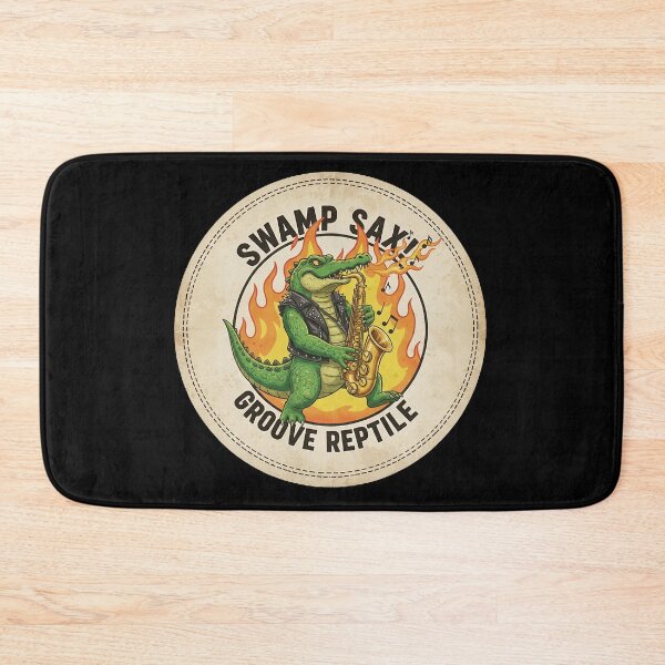 Item preview, Rockstar Crocodile Playing Saxophone with Fire and Flames Illustration designed and sold by ART-POD-PL.