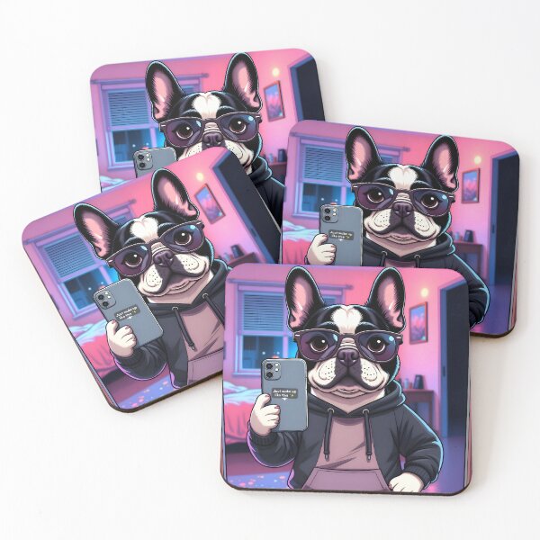 Item preview, Cool French Bulldog Taking Mirror Selfie in Hoodie designed and sold by LowBattery Social Club.