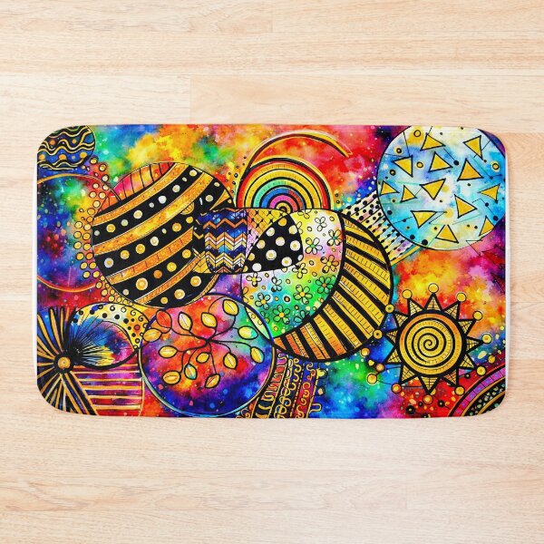 Item preview, Rainbow Orbit Abstract – Bold Colorful Mixed Media Art designed and sold by Duckey8.
