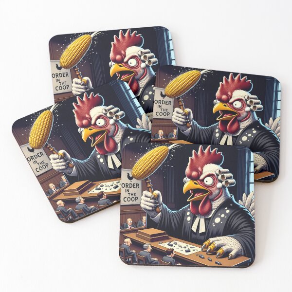 Item preview, Angry Chicken Judge with Corn Cob Gavel in Courtroom designed and sold by LowBattery Social Club.