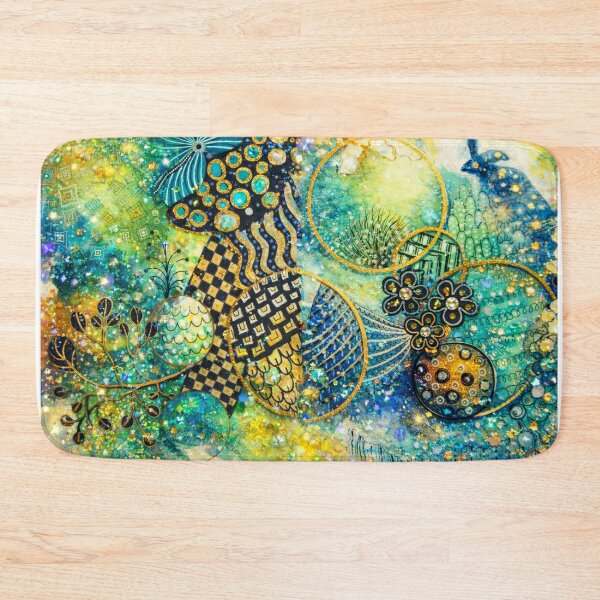 Item preview, Enchanted Garden Abstract – Gold & Teal Mixed Media Art designed and sold by Duckey8.