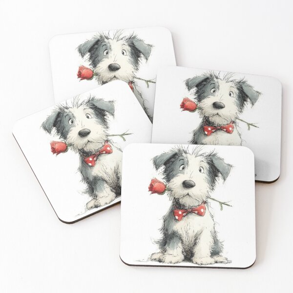 Item preview, Cute Puppy with Rose and Bow Tie – Sweet Dog Illustration designed and sold by Erika Kaisersot.