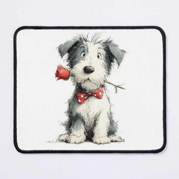 Item preview, Cute Puppy with Rose and Bow Tie – Sweet Dog Illustration designed and sold by Erika Kaisersot.
