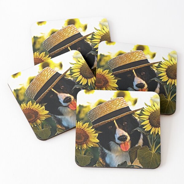 Item preview, Beautiful Border Collie With A Hat On His Head Surrounded By Sunflowers  designed and sold by NoxLand.
