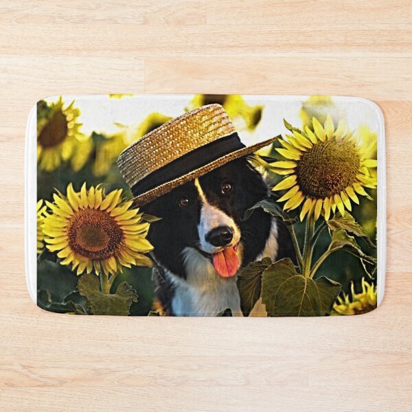 Item preview, Beautiful Border Collie With A Hat On His Head Surrounded By Sunflowers  designed and sold by NoxLand.