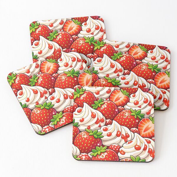 Item preview, Strawberries & Whipped Cream – Cute Dessert Pattern Illustration designed and sold by Velaty.