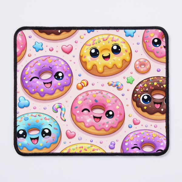 Item preview, Cute Kawaii Donuts – Smiling Colorful Dessert Pattern designed and sold by Velaty.