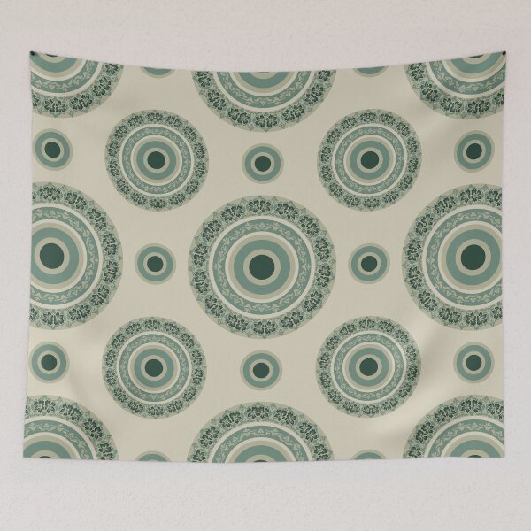 Item preview, Seamless Ornamental Floral Medallion Pattern with Vintage Circular Design in Green Tones designed and sold by kasune-shop.