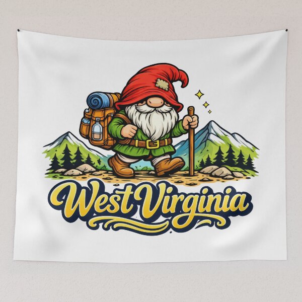 Item preview, Gnome Hiking Through West Virginia Mountains designed and sold by Moriarty's Digital Visions.