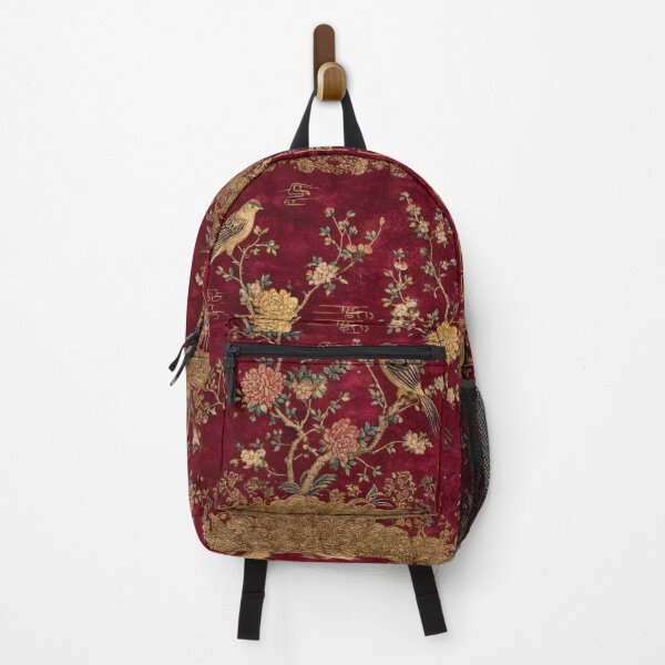 Item preview, Dark Red Chinese Silk Floral Birds Carpet designed and sold by GrinGalore.