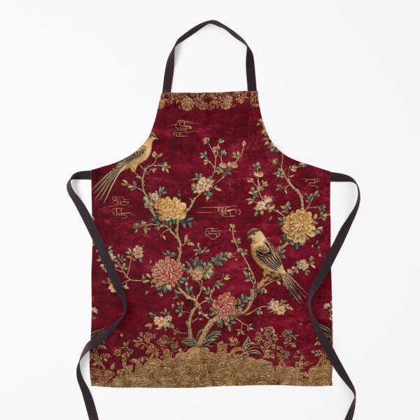 Item preview, Dark Red Chinese Silk Floral Birds Carpet designed and sold by GrinGalore.