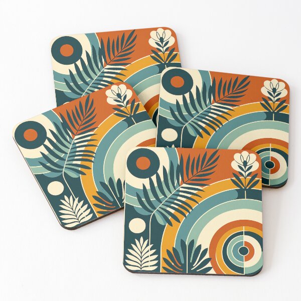 Item preview, Abstract Botanical Arches in Teal and Burnt Orange designed and sold by InkSmithery.