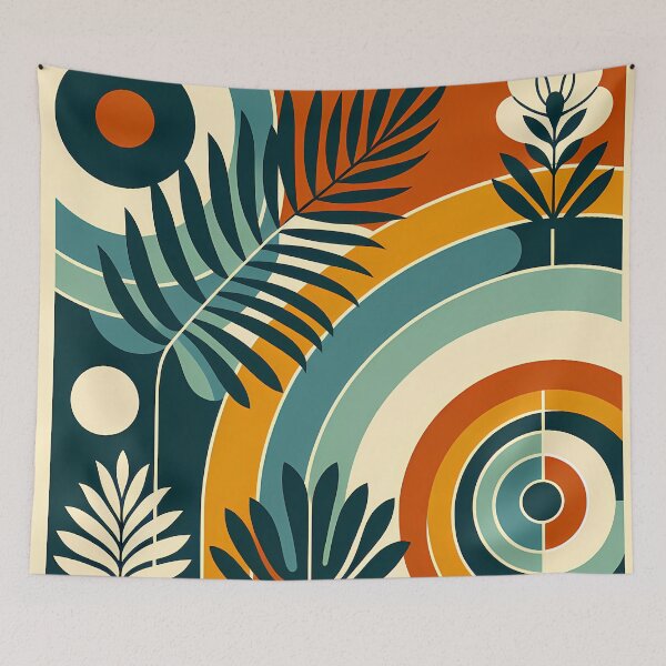 Item preview, Abstract Botanical Arches in Teal and Burnt Orange designed and sold by InkSmithery.