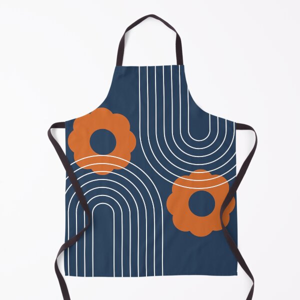 Item preview, Midcentury modern rainbow flowers abstract 2 in navy blue and burnt orange designed and sold by nineFlorals.