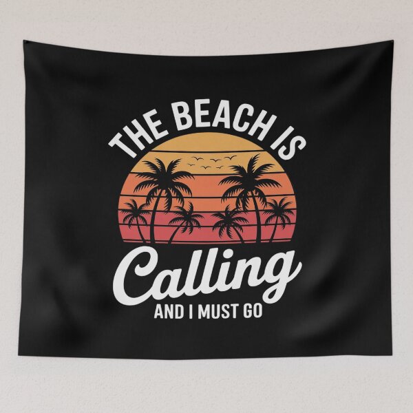 Item preview, The Beach is Calling and I Must Go Beach Summer Palm Tree  designed and sold by joyouartArt.