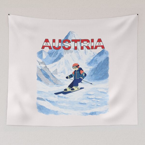Item preview, Austria Alpine Skier – Watercolor Alps Illustration designed and sold by mycreastyle.