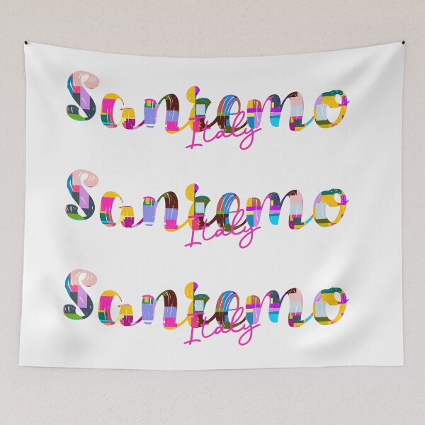 Item preview, Sanremo, Italy, Vibrant Abstract City Typography Art designed and sold by Wanderful-roads.