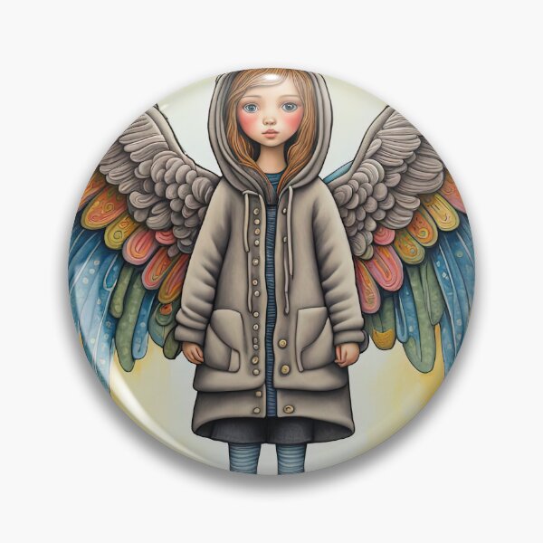 Item preview, Angel with wings wearing a hoodie trying on a new pair of wellington boots designed and sold by Colin Bentham.