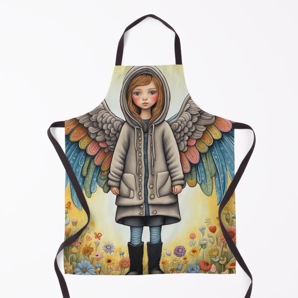 Item preview, Angel with wings wearing a hoodie trying on a new pair of wellington boots designed and sold by Colin Bentham.