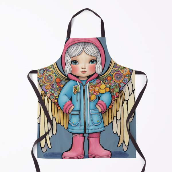 Item preview, Angel with wings wearing a hoodie trying on a new pair of wellington boots designed and sold by Colin Bentham.