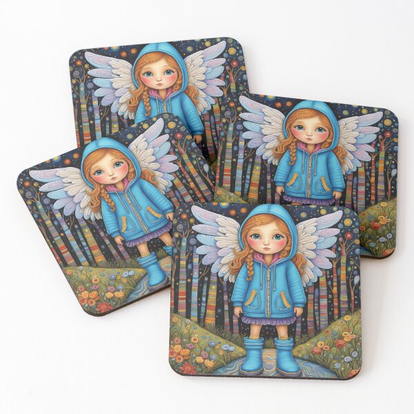 Item preview, Angel with wings wearing a hoodie trying on a new pair of wellington boots designed and sold by Colin Bentham.