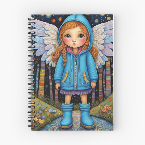 Item preview, Angel with wings wearing a hoodie trying on a new pair of wellington boots designed and sold by Colin Bentham.