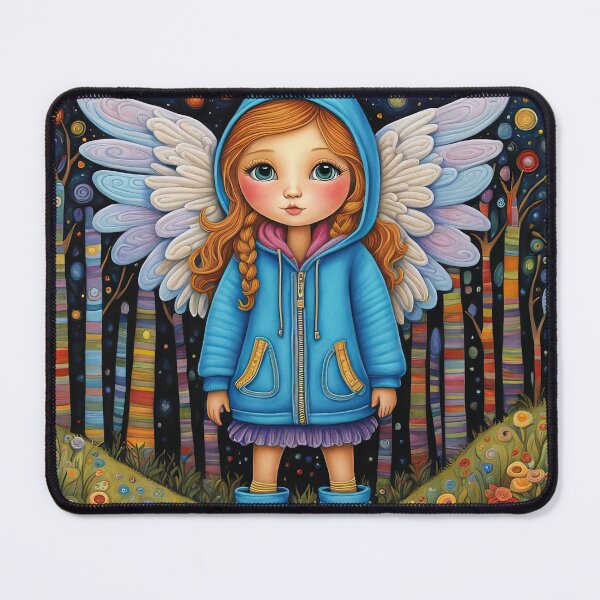 Item preview, Angel with wings wearing a hoodie trying on a new pair of wellington boots designed and sold by Colin Bentham.