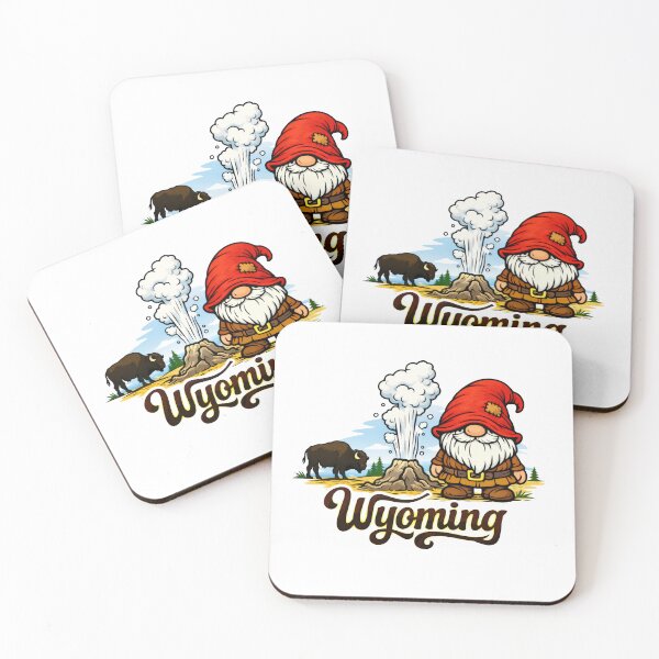 Item preview, Wyoming Gnome at Geyser with Bison Illustration designed and sold by Moriarty's Digital Visions.
