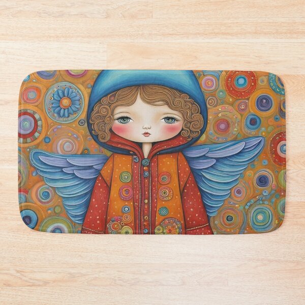 Item preview, Angel with wings wearing a hoodie trying on a new pair of wellington boots designed and sold by Colin Bentham.