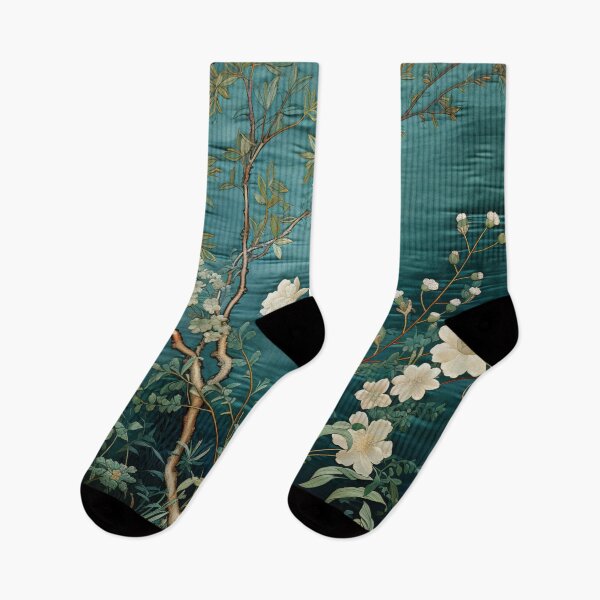 Item preview, Teal Silk Floral White Flowers Branch Carpet designed and sold by GrinGalore.