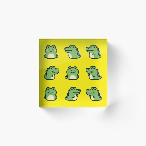 Item preview, Cute Green Frog and Crocodile Cartoon Set – Playful Amphibian & Reptile Characters for Kids, Stickers, and Decor designed and sold by zohocreations.
