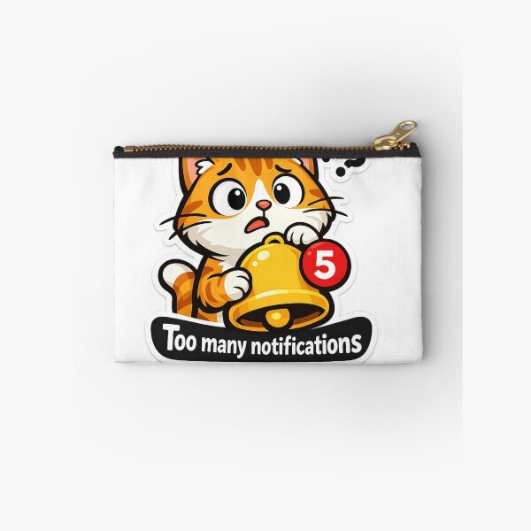 Item preview, Too Many Notifications Cat Sticker – Funny Tech Overload Meme designed and sold by VibeVauilt.
