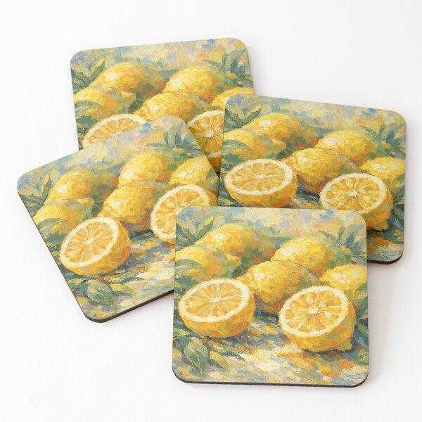 Item preview, Golden Lemons – Textured Oil Painting Style Fruit Artwork designed and sold by Velaty.