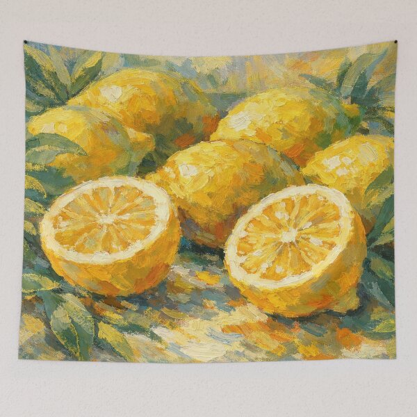 Item preview, Golden Lemons – Textured Oil Painting Style Fruit Artwork designed and sold by Velaty.