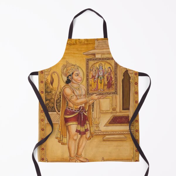 Item preview, This traditional Indian miniature painting depicts the devoted monkey god Hanuman presenting a framed image of Lord Rama, his wife Sita, and brother Lakshmana within an ornate temple structure designed and sold by rajeshbac.