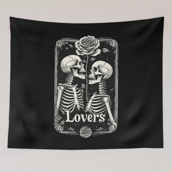 Item preview, Lovers Dual-Faced Skeleton  Dark Romance Rose Art  Gothic Black & White Design designed and sold by Ditstyle.