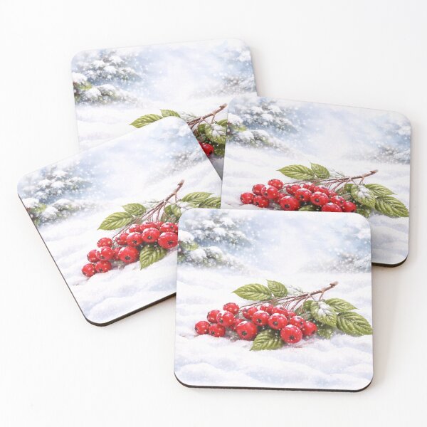 Item preview, Red Winter Berries in Snow – Peaceful Seasonal Nature Illustration designed and sold by Velaty.